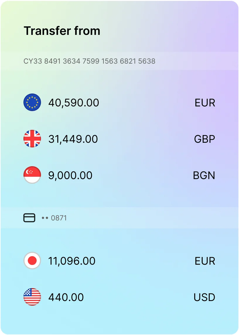 Bank transfer interface