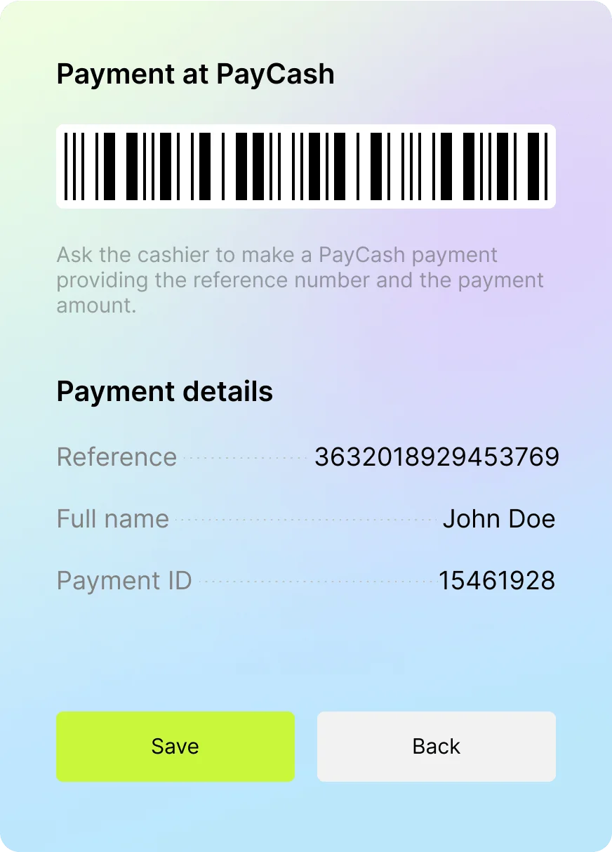 Cash interface